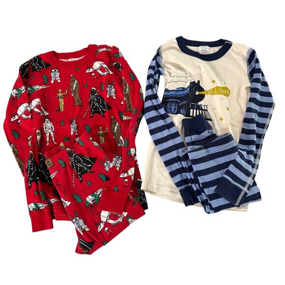 Hanna Andersson Kids Pajama Bundle Size 10 Star Wars & Polar Express Cotton - Picture 1 of 7